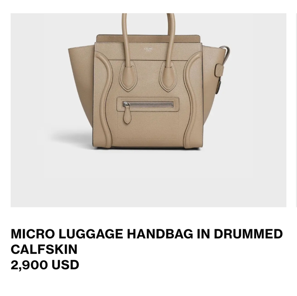 Celine Micro Luggage Handbag in Drummed Calfskin